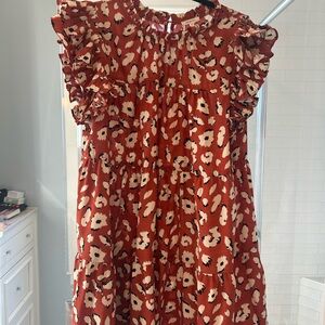 JODIFL Women’s Floral Ruffle Dress - Red and Cream